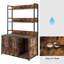 Armoire d'intérieur pour chat avec bac à litière, tablette de rangement et bloc-notes, salle de bain couverte, 2 portes, abri robuste de grande taille brun, porte cachée,