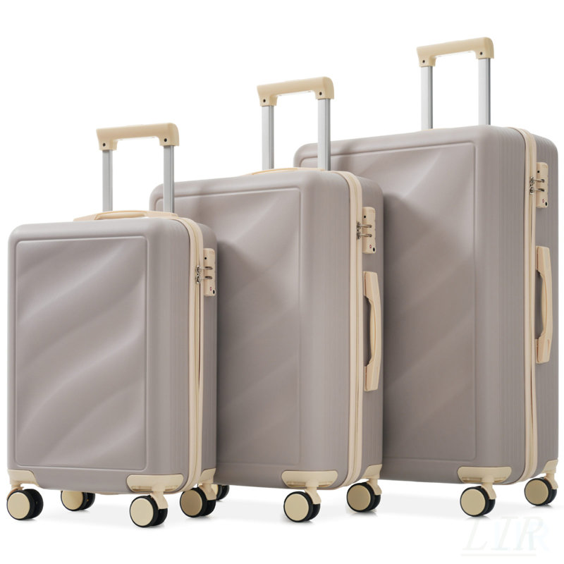 Ensemble de bagages 3 pièces léger et durable avec roulettes, verrou TSA et crochets pratiques pour un déplacement facile