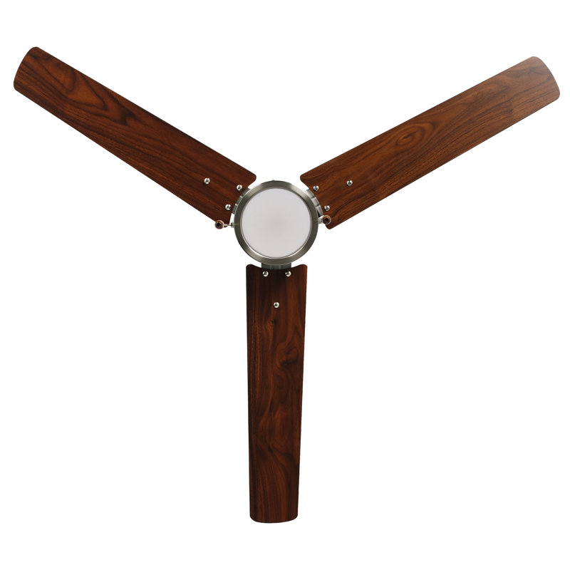 Oliveira 52" 3-Blade Indoor Ceiling Fan, Brown Wood, Brushed Nickel