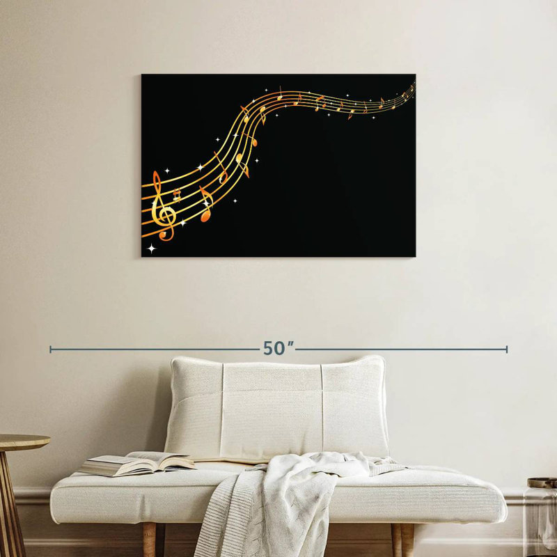 Abarca Flowing Golden Music Notes, 24" H x 36" W