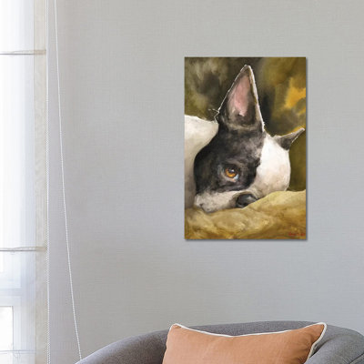 Boston terrier avec fond par George Dyachenko - impression sur toile tendue