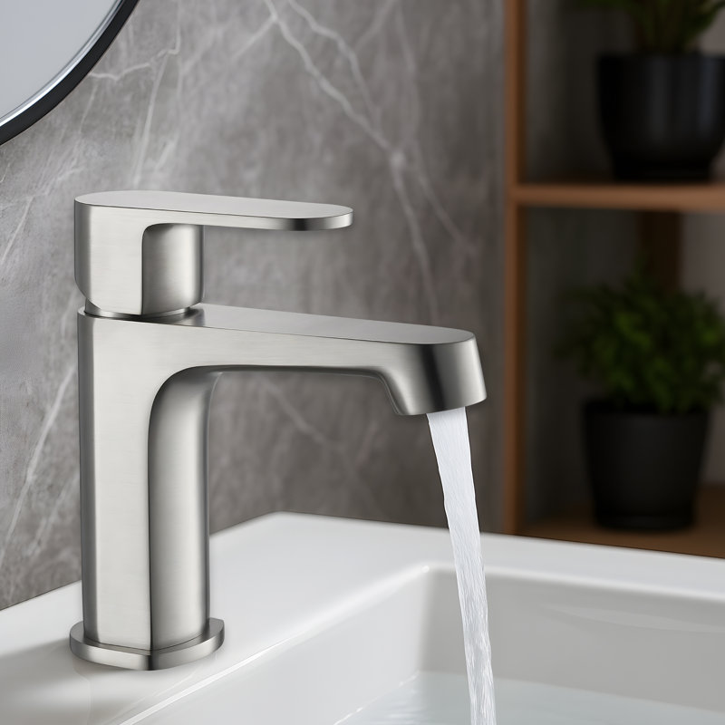 Sancy Brushed Nickel Single Hole Bathroom Sink Faucet – Solid Brass Bathroom Vanity Faucet with High Arc Spout, Modern Design, Scratch-Resistant Finish