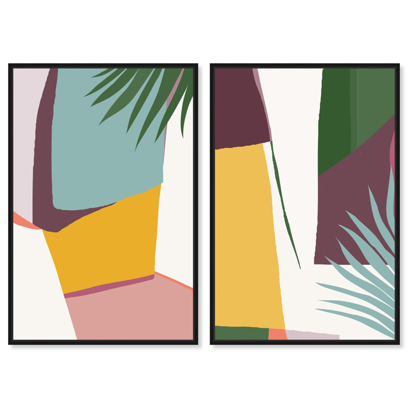 Urban Jungle Abstracts Canvas Print Modern Abstract Art Set by Art Remedy, Black Frame, 10 x 15, H 16 po x l 11 po