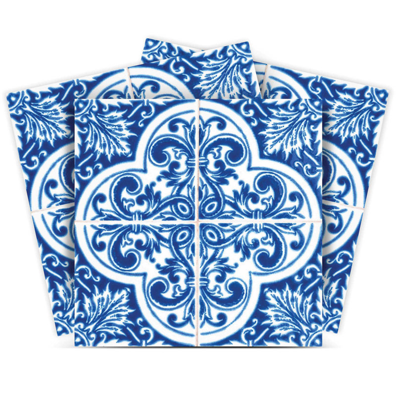 Carreaux à peler et coller croisés bleus et blancs 12 po x 12 po
