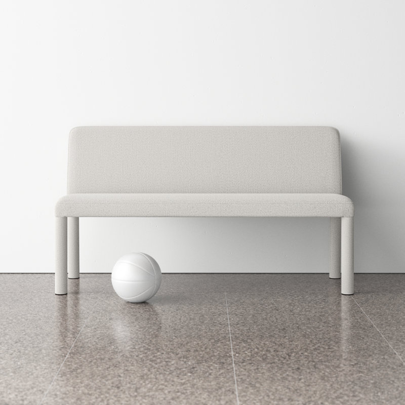Dotty Dining Bench, Light Grey Basketweave