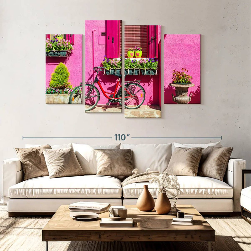 Lilie Pink House Bicycle, 54" H x 84" W