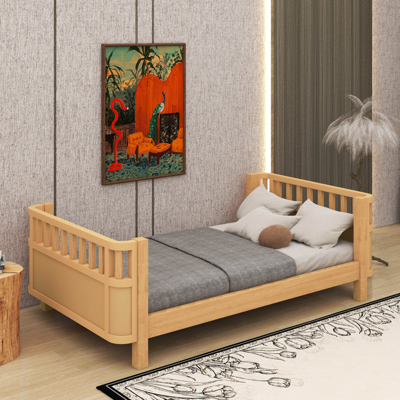 Lit plateforme simple en bois, Naturel, Simple