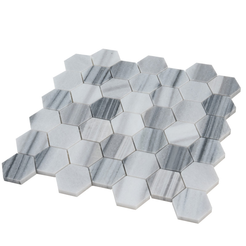 11.8" x 11.8" Natural Stone Honeycomb Mosaic Wall & Floor Tile, White
