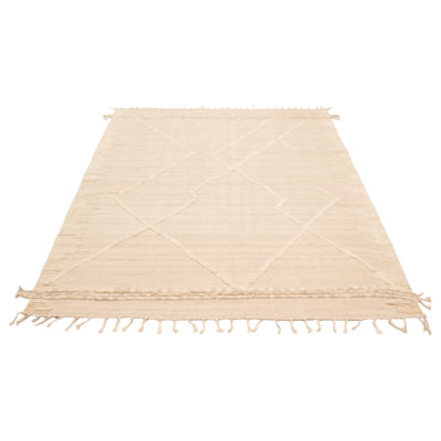 Tapis crème en laine noué à la main 8 pi 2 po x 10 pi 2 po