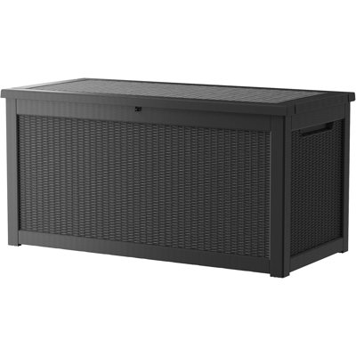320 Gallon Lockable Resin Deck Box, Waterproof & UV-Resistant Outdoor Storage Box For Outdoor Cushion Storage, Garden Tools & Pool Accessories Storage