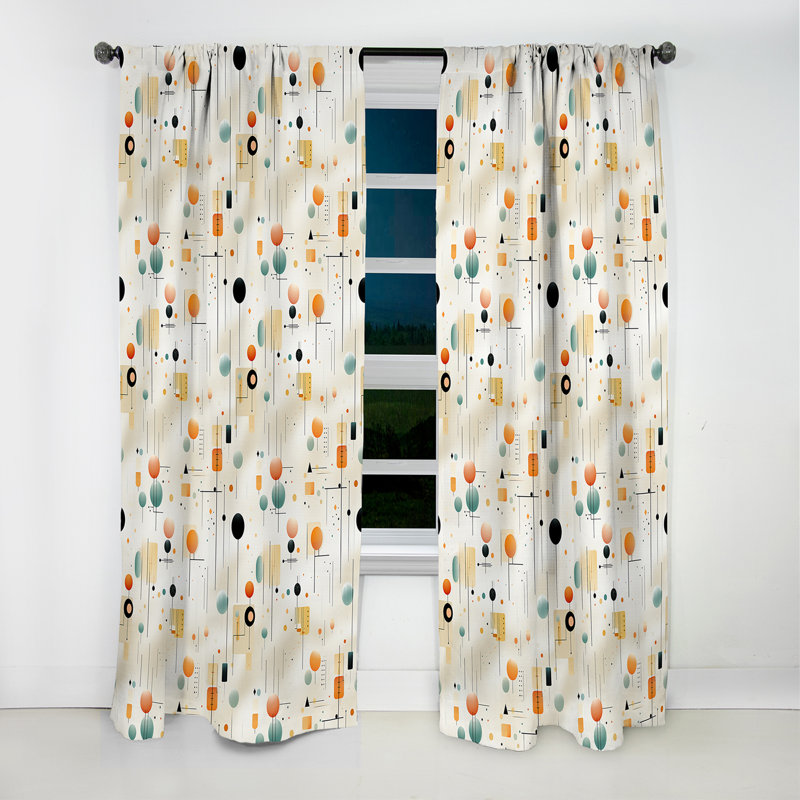 Minimalism Beige Ferns Pattern - Abstract Curtain - Blackout Geometric Curtain - 1 Panels, 52" W x 108" L