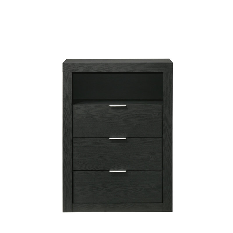 Commode 3 tiroirs Chesnut, Noir
