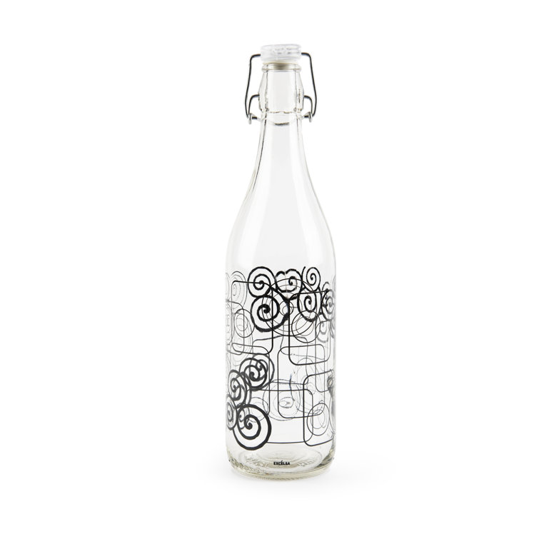 6 Verres à Eau Excelsa Magic Black - Verre Transparent 260ml, Design Noir Et Blanc - Lavable Au Lave-Vaisselle