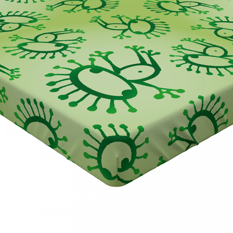 Green Alien Doodle Microfiber Twin Fitted Sheet