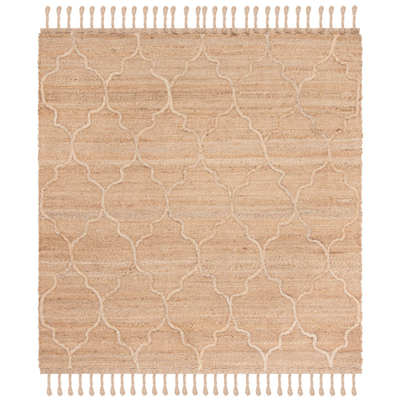 Digirolamo Natural Fiber Hand Woven Jute Solid Color Rug, Square 8'
