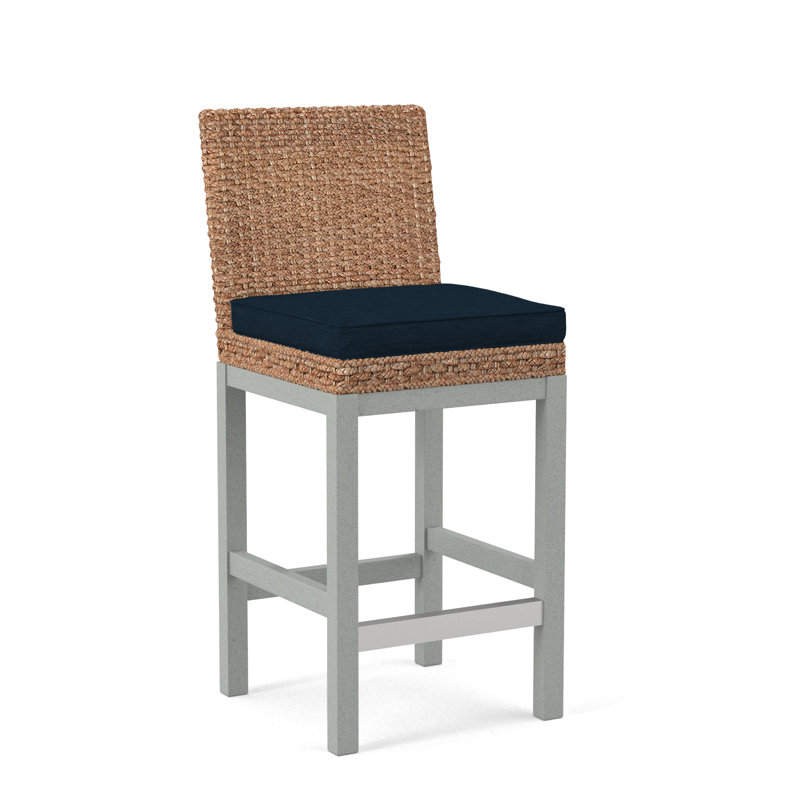 Upholstered Stool, Nickel Finish, Ivory Crypton Performance; 0886-91
