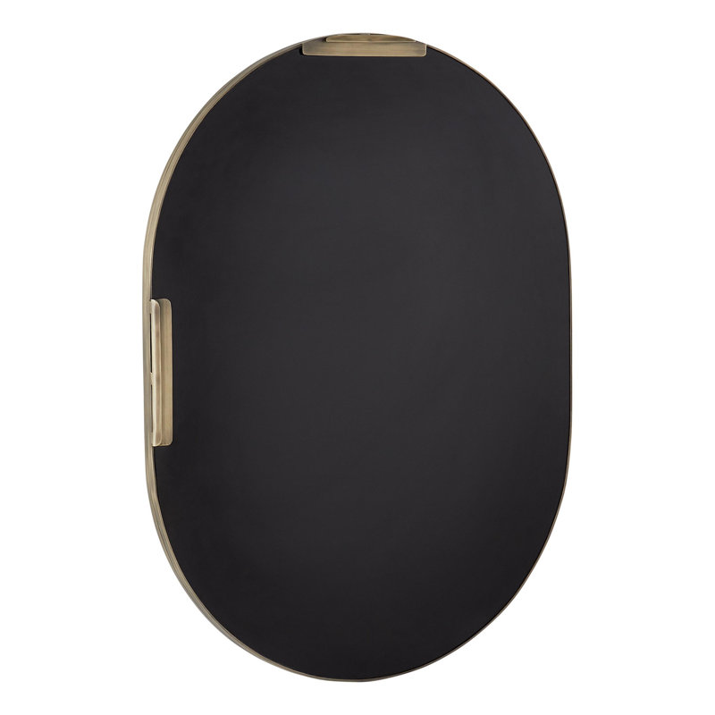 Colborne 32-1/2" x 24" Modern Oval Framed Bathroom Wall Mirror, Antique Brass