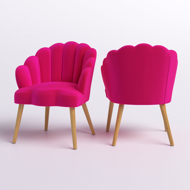 Lilly Velvet Barrel Chair, Fushia Velvet