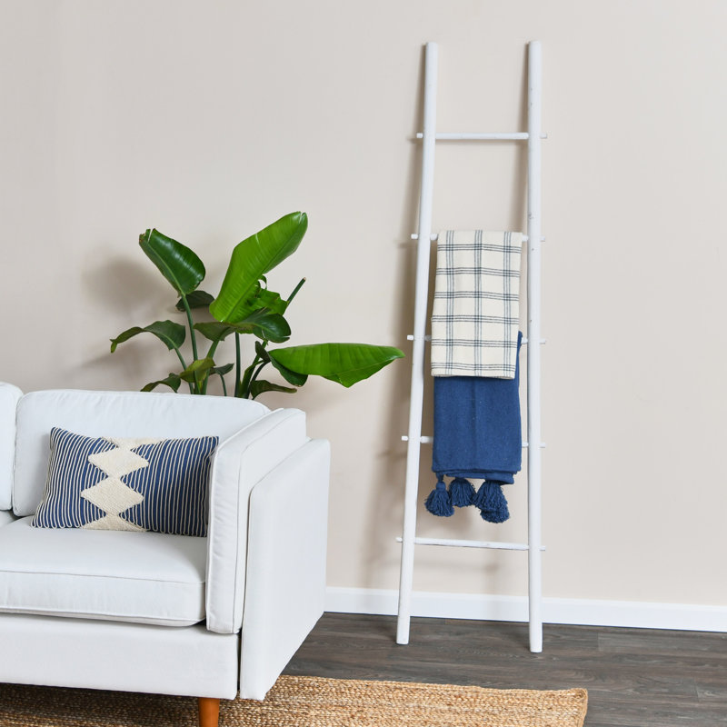 Archbald 5.9 ft Blanket Ladder, White Dipped