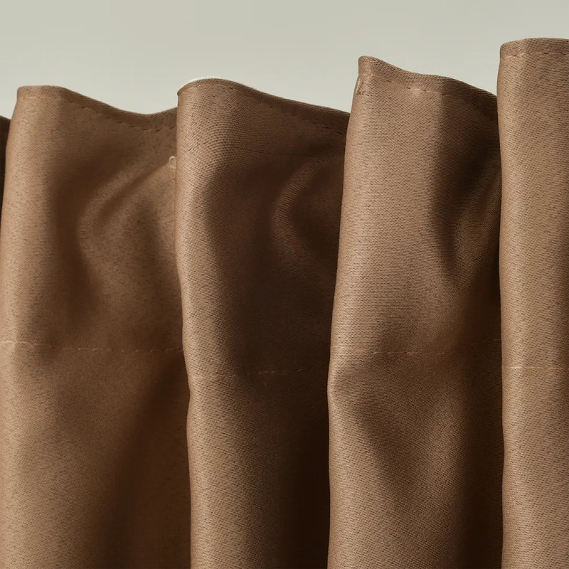 Extra Wide & Extra Long Custom Made Solid Color Room Darkening Single Curtain Panel, 52" W x 204" L, Dark Beige