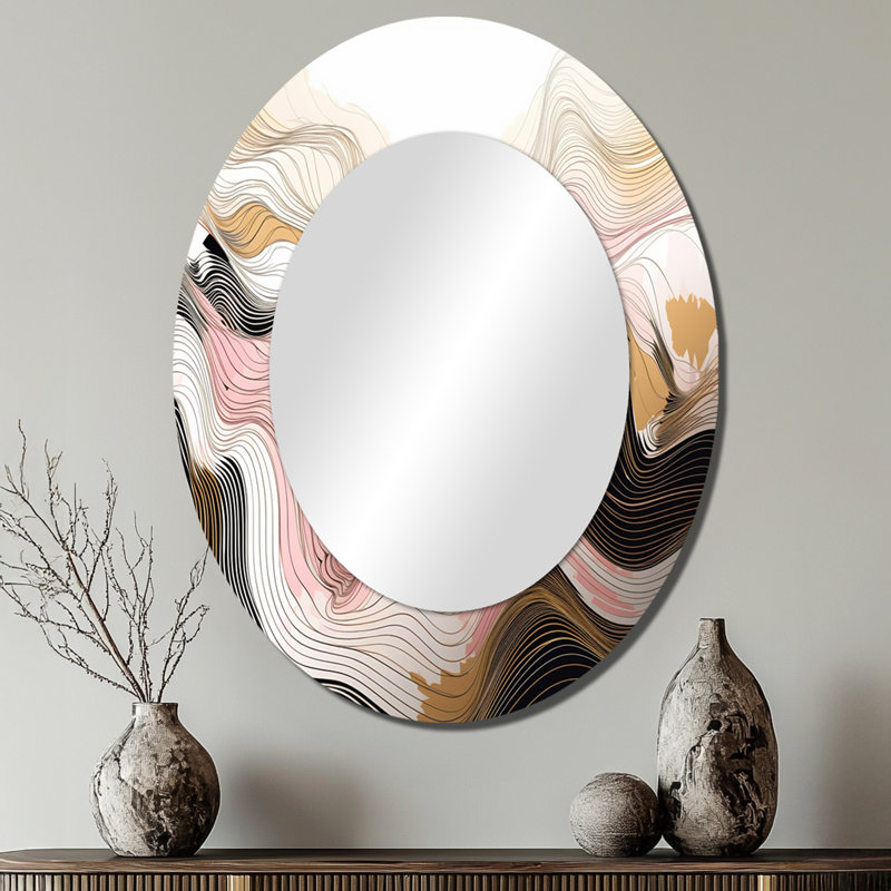 Exploring Abstracted Lines V - Modern Oval Wall Mirror, 40" x 30"