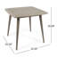Table carrée en bois gris avec des pieds droits pour une utilisation extérieure - et une élégante couleur de salle à manger élégante
