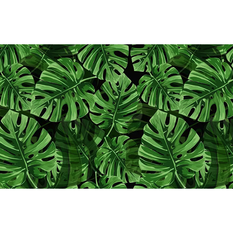Grand papier peint amovible à motif floral Green Leaf, L 75 po x l 112 po