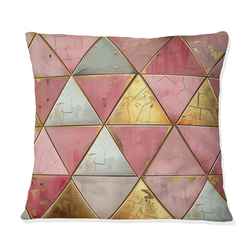 Coussin rose Mid-Century Triangle I - Mid-Century, H 16 po x l 16 po