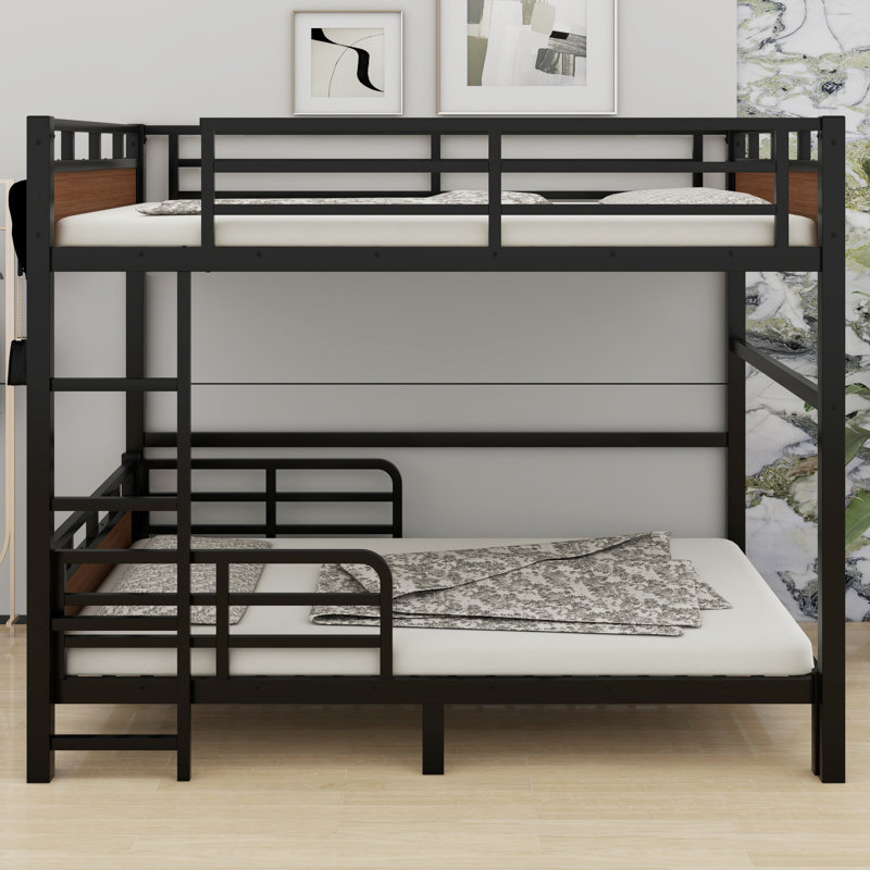 Separable Bunk Beds,With Raised Security Fence, Walnut