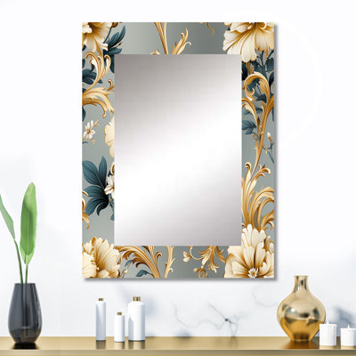 Motif victorien de cadres ornementaux rétro - miroir unique damassé, grand miroir mural bohème, impression d'art en métal