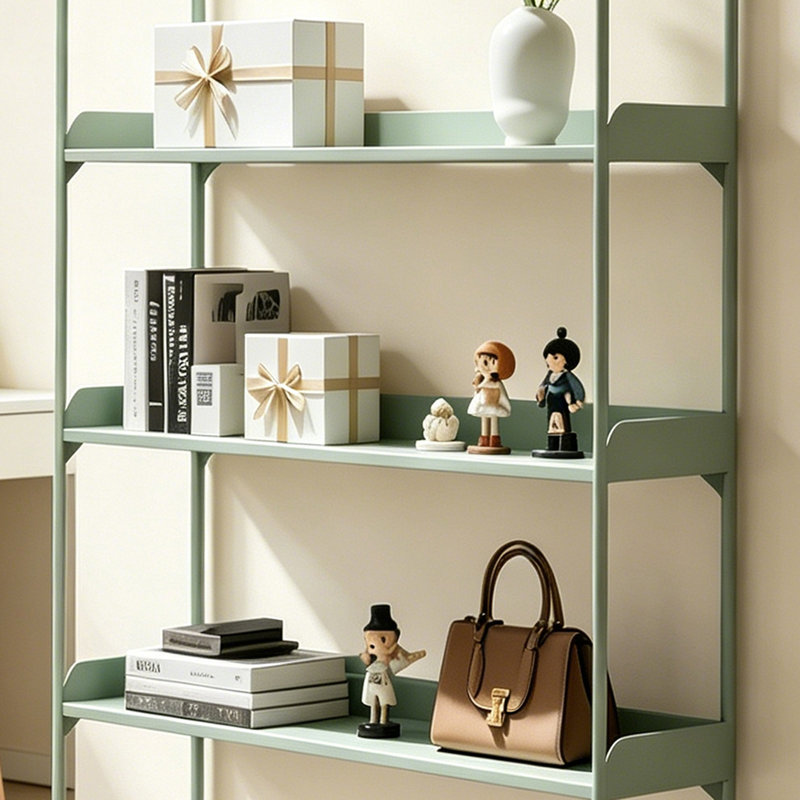Étagère de présentation en métal vert clair, (3 tablettes) H 63 po x l 47,24 po x P 11,81 po