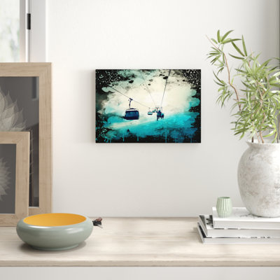 Ski Lift Skiing Snowboarding - Wrapped Canvas