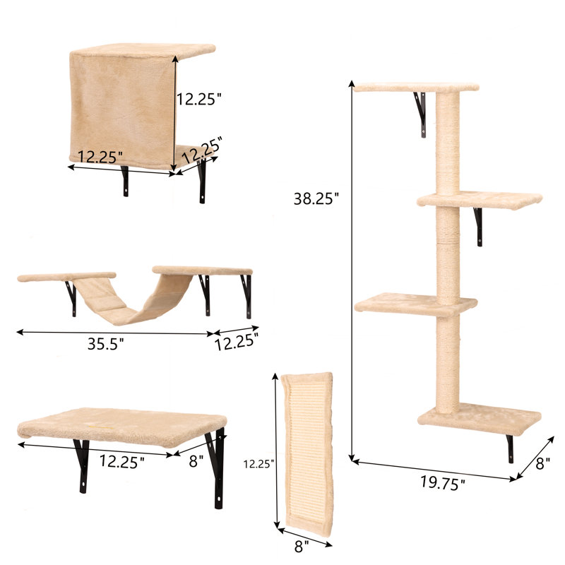 Premium Wall Mounted Cat Playground Set With Multiple Features