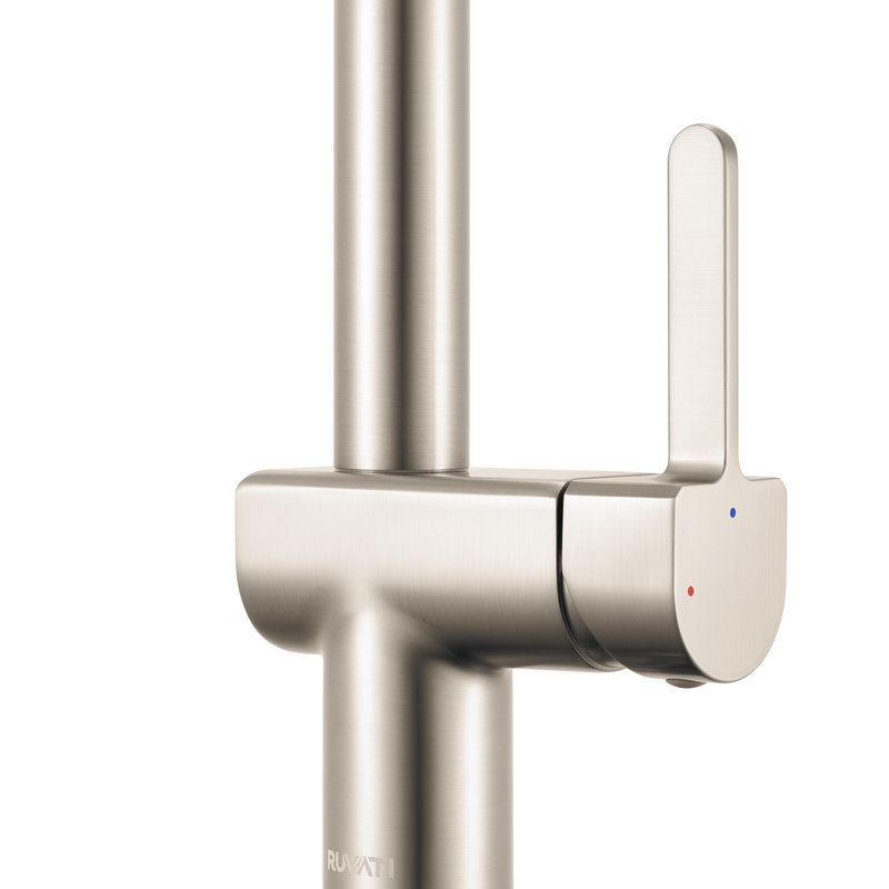 Robinet de cuisine moderne rétractable à poignée simple avec douchette pré-rinçage en acier inoxydable Ruvati Seneca, Mat