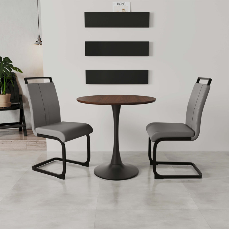 Ensemble de table de salle à manger élégant avec plateau en panneau de fibres à densité moyenne et pieds en métal