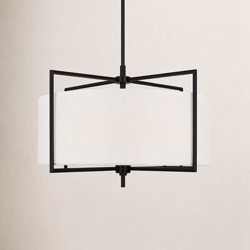 Luminaire suspendu tambour 1 lumière Nolia Framlingham, Fer vieilli, H 15,63 po x l 23,25 po x P 23,25 po