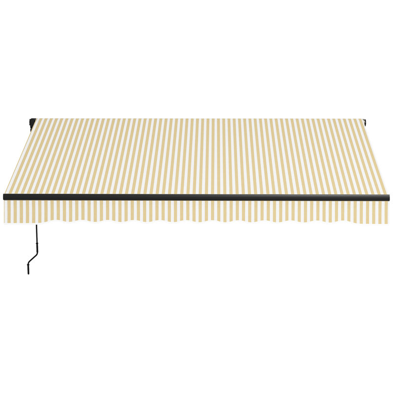 Auvent rétractable de 12 pi x 10 pi, patio avec fonctionnement manuel, tissu 280 g / m², structure en aluminium stable, auvent beige pour cour de 10 pi, terrasse et balcon robustes protégés par un abri pour le soleil