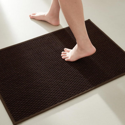 Bathroom Rugs Non Slip Washable, Super Absorbent Thin Bath Mat Small Quick Dry Low Pile Bathroom Rug, Brown 20"x30"