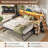 Daybed Twin With Pop Up Trundle, Farmhouse Day Bed Frame Twin With 3 Storage Drawers And Shelves, Twin To King Daybed With Charging Station And Led Lights For Bedroom, Guest Room, Brown-1129626400-1124053277