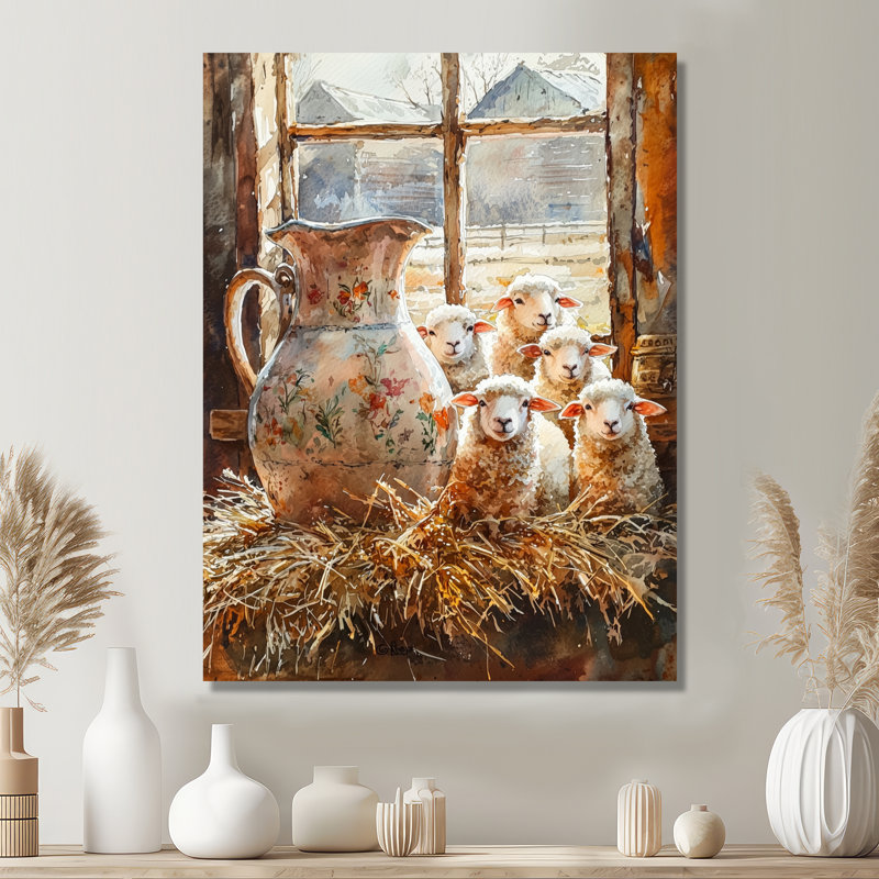 Portrait de mouton à la ferme - Mouton, art mural en métal pour le salon, H 20 po x l 12 po