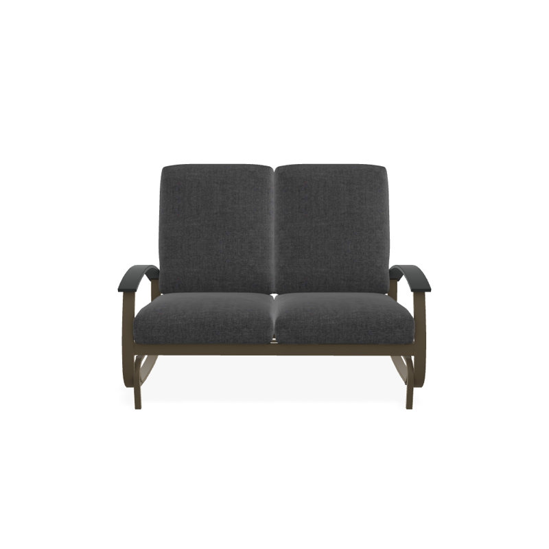 Banc oscillant avec coussins Askar, Tissage uni ardoise coulée Sunbrella®, Bois de plage texturé, Graphite classique P30