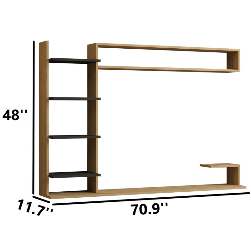 Wall Mount Tv Stand For Tvs Up To 55'' With 8 Shelves