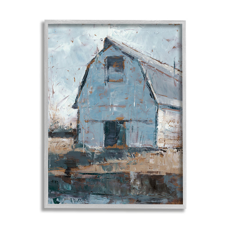 Abstrait blanc vieilli, architecture de ferme de grange par Ethan Harper - impression d'art graphique