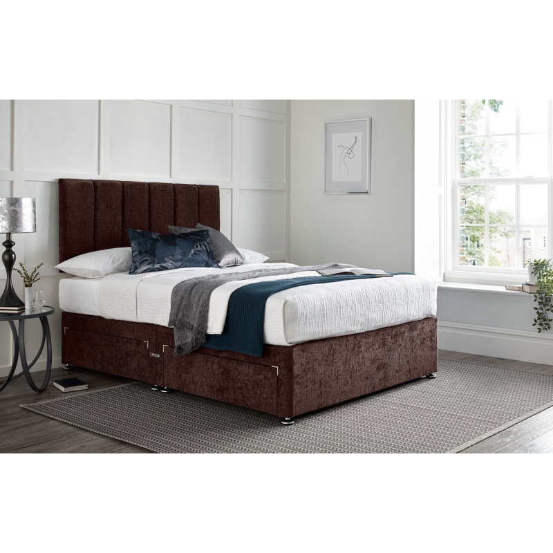 Varberg Divan Bed with 24" Headboard on Struts, Brown, 135 x 190cm, No Drawers