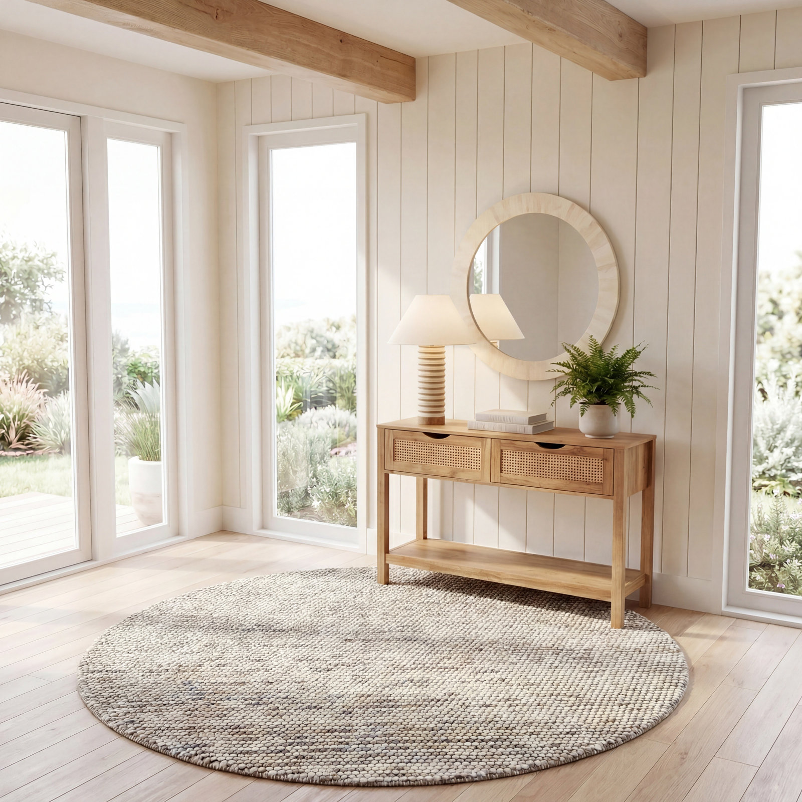 Elle Handmade Ivory / Multi Rug, Round 6'