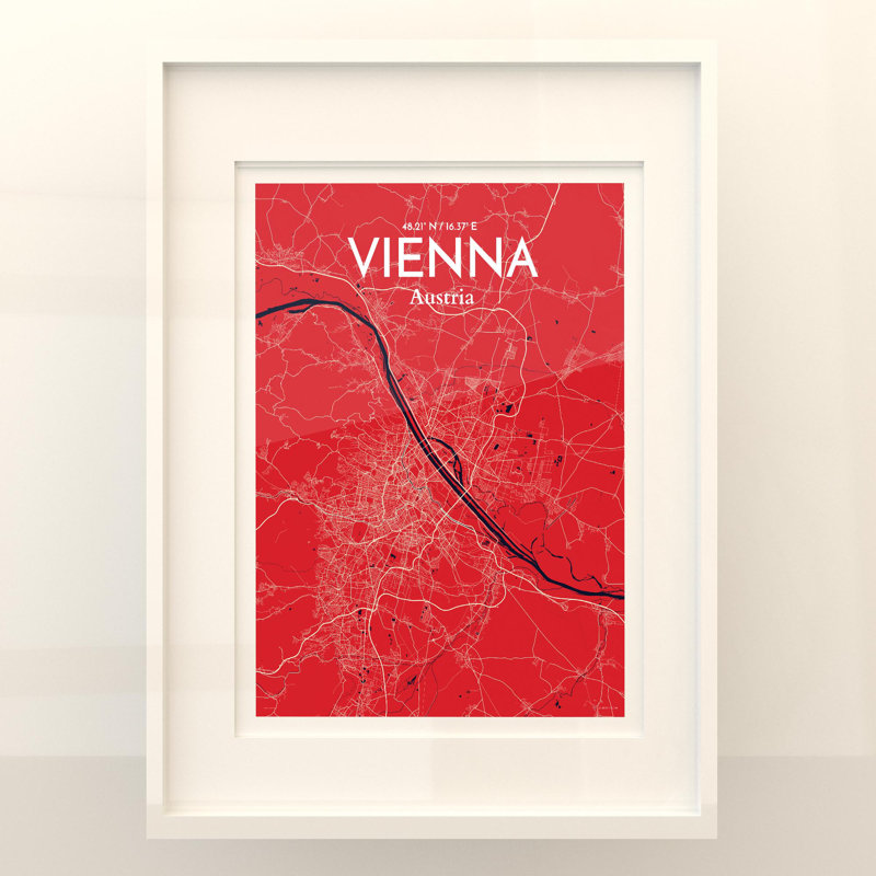 Vienna City Map In Nautical - No Frame Print, 24cm H x 18cm W x 0.05cm D
