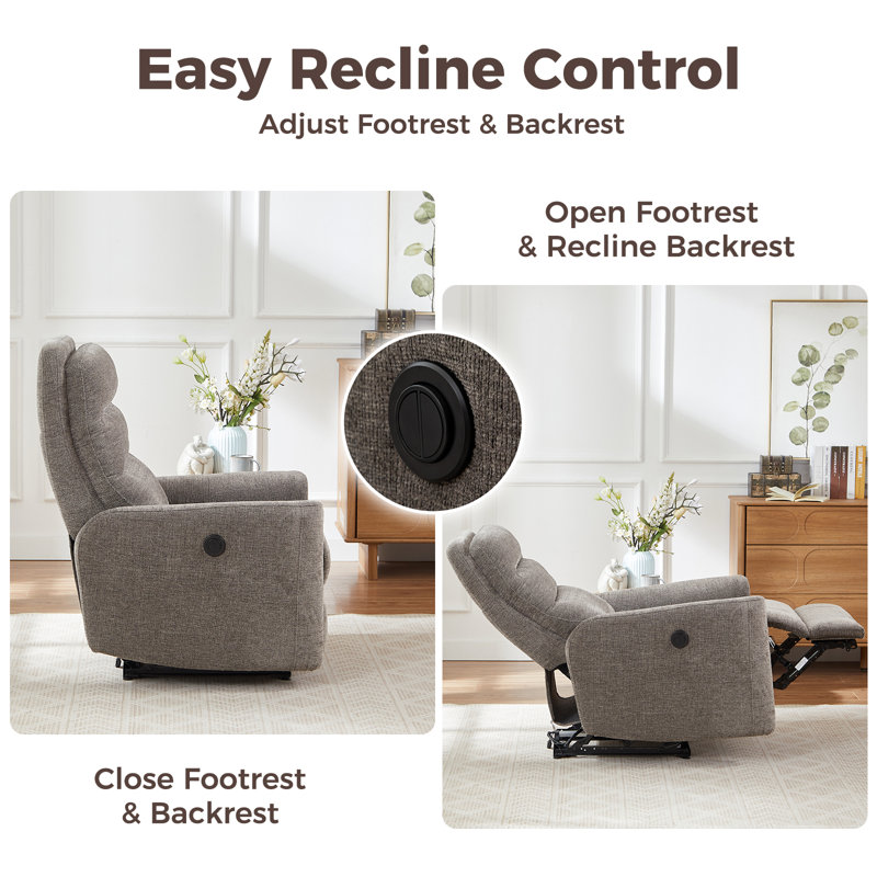 31" Oversized Power Recliner Chair With Adjustable Headrest, Fsc Wood Frame & 360 Lb. Weight Capacity (set Of 2)