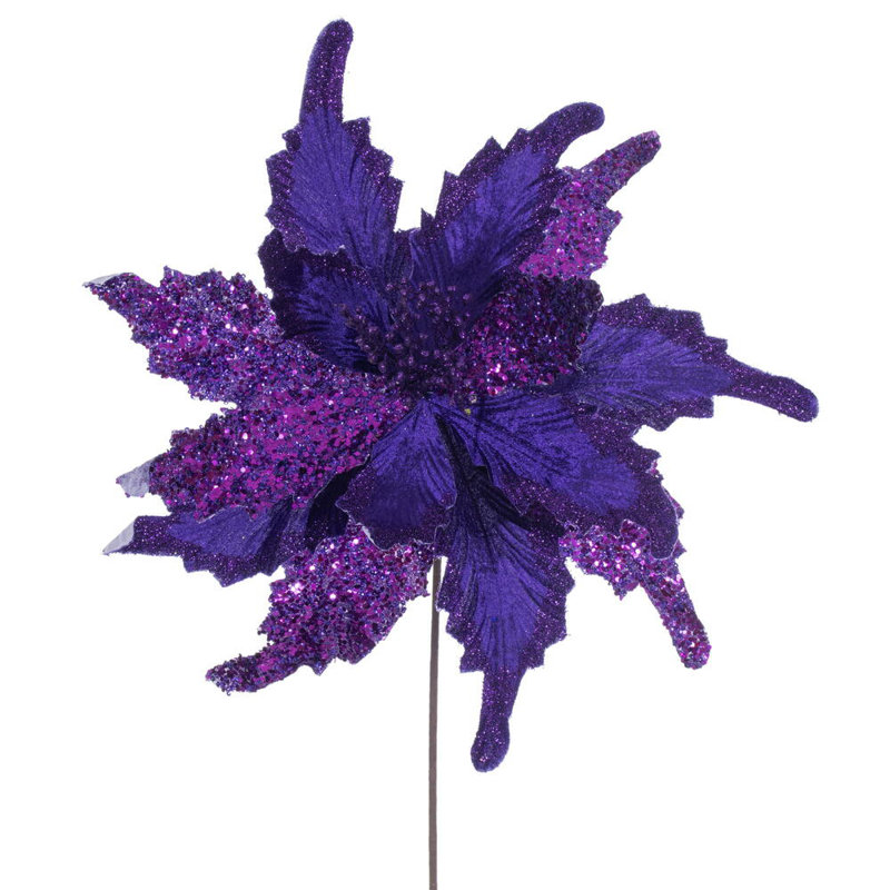 18" x 20" Grand Velvet Poinsettia Stem. It includes two pieces per bag., Purple
