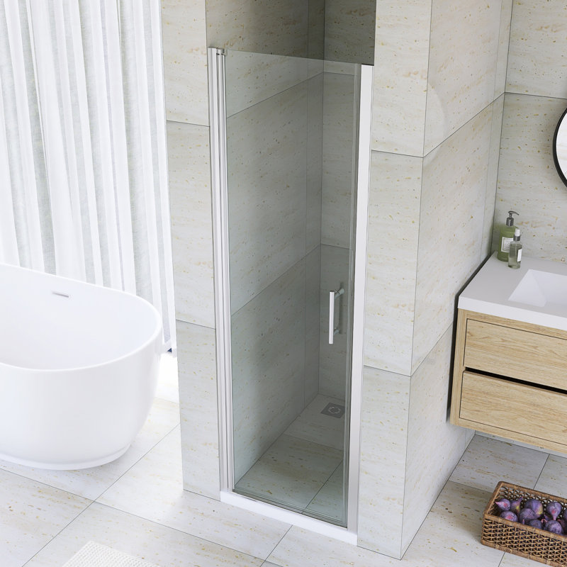 24-25 3/8" Pivot Semi-Frameless Shower Door, Chrome