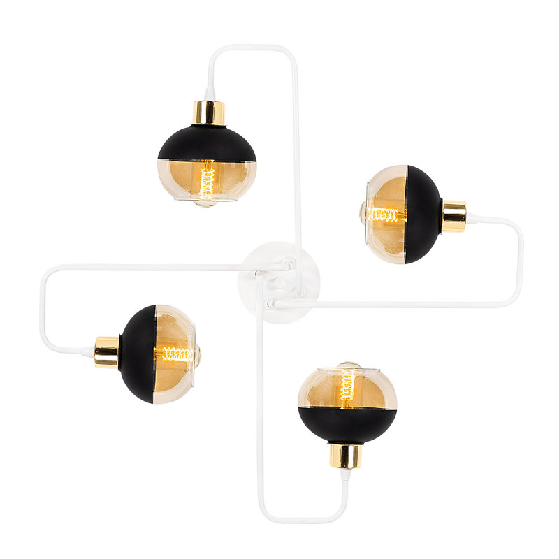 Glass Semi Flush Mount, White, Gold